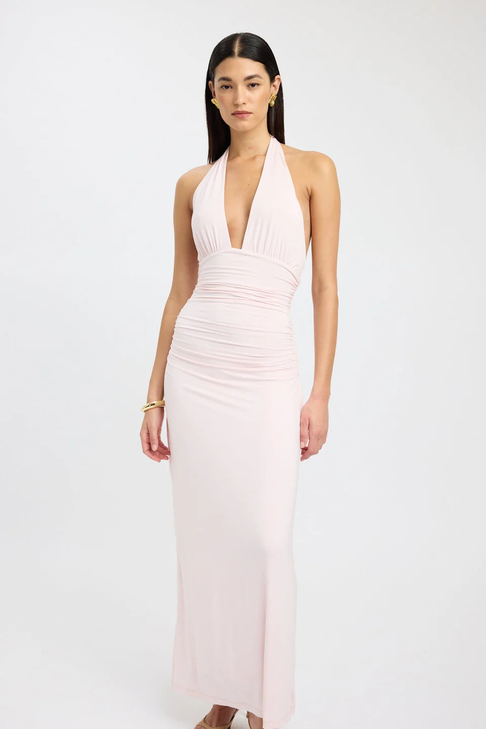 Blush Halter Backless Maxi Dress
