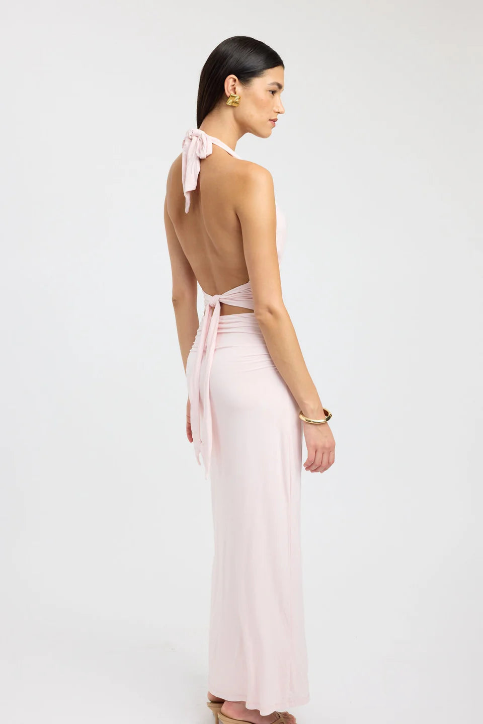 Blush Halter Backless Maxi Dress