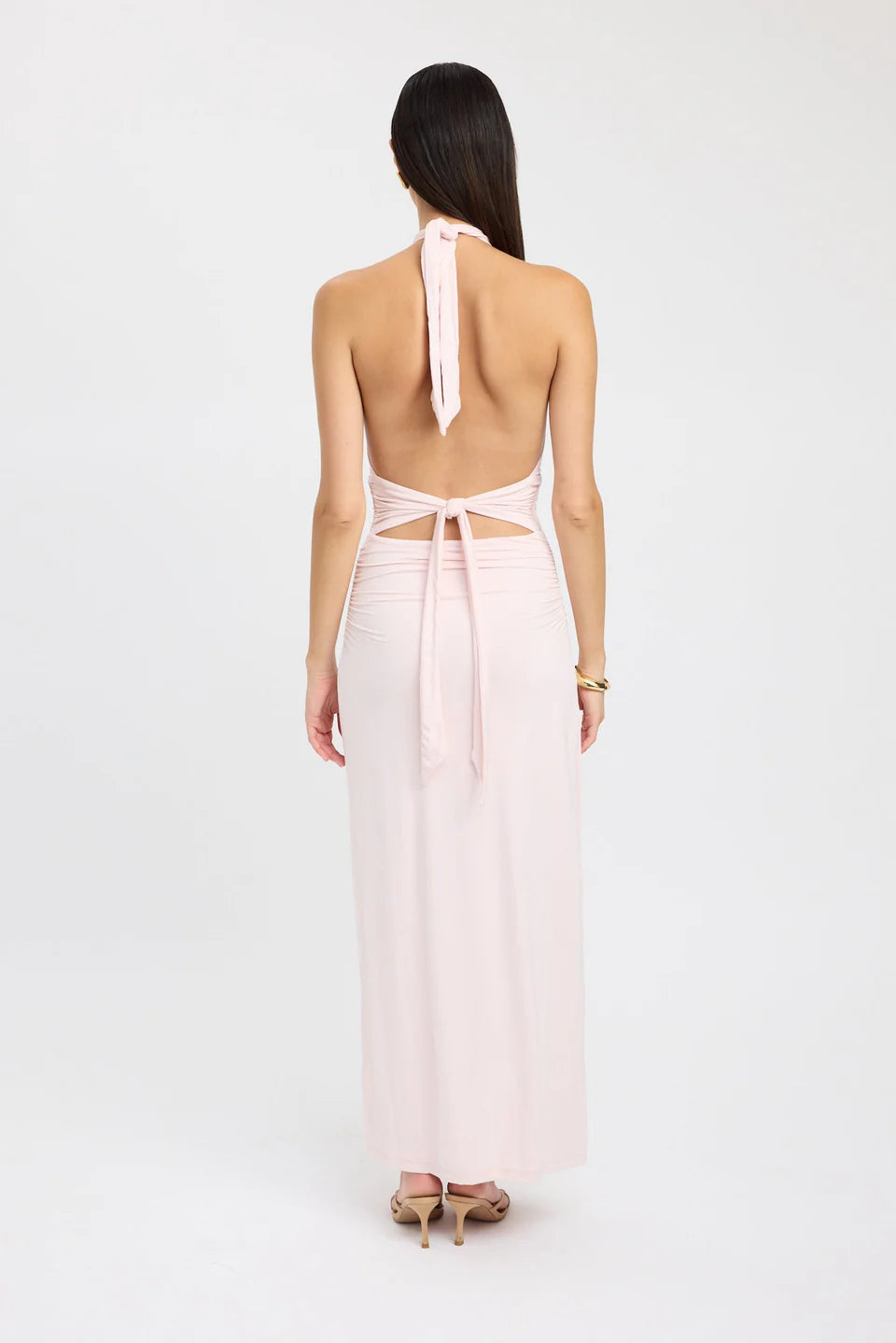 Blush Halter Backless Maxi Dress