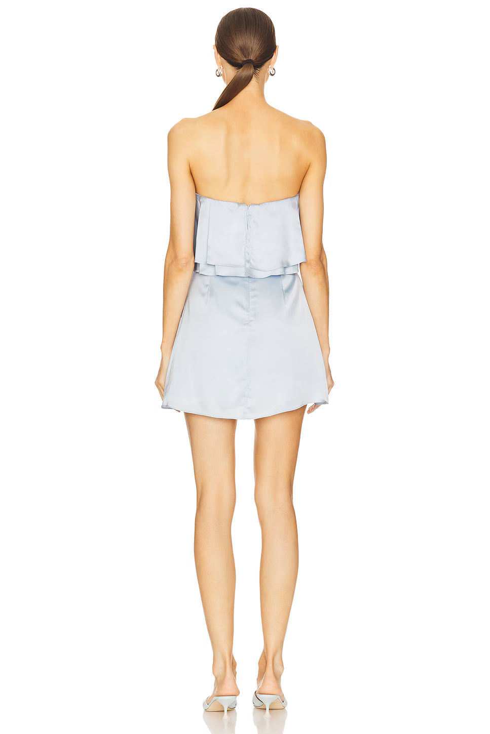 Sky Ruffle Satin Mini Dress