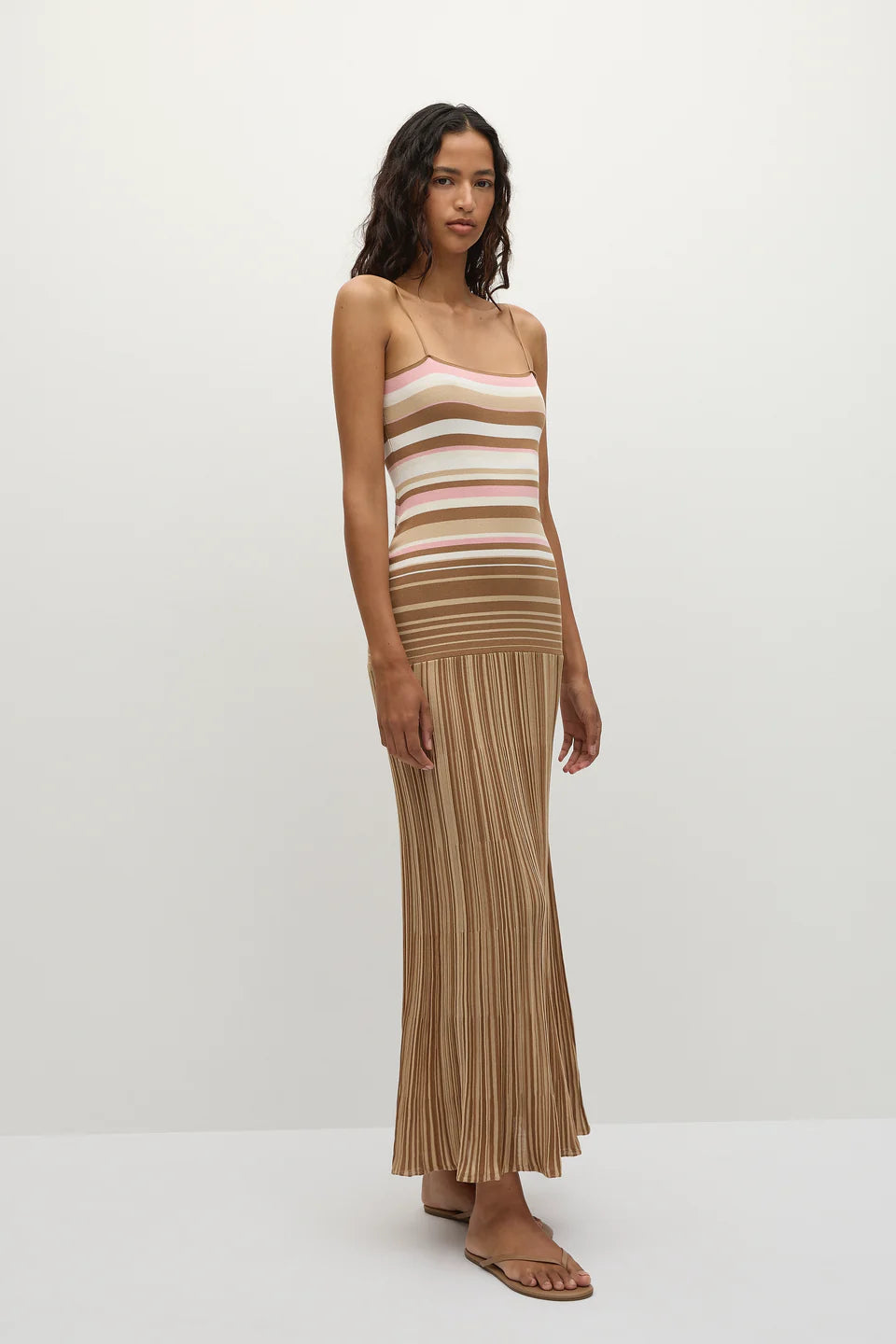 Rainbow Stripes Knit Maxi Dress