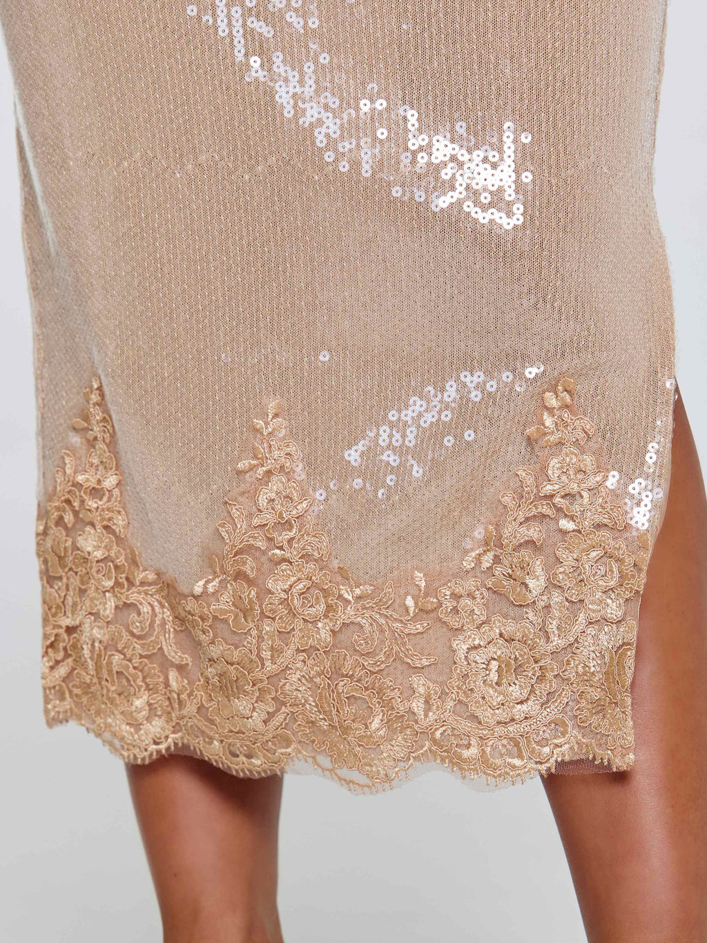 Beige Sparkle Siren Midi Skirt