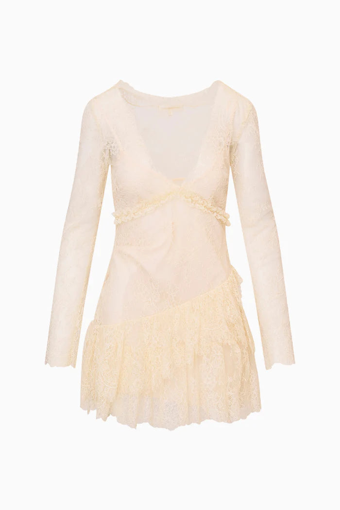 Beige Lace Darling Mini Dress