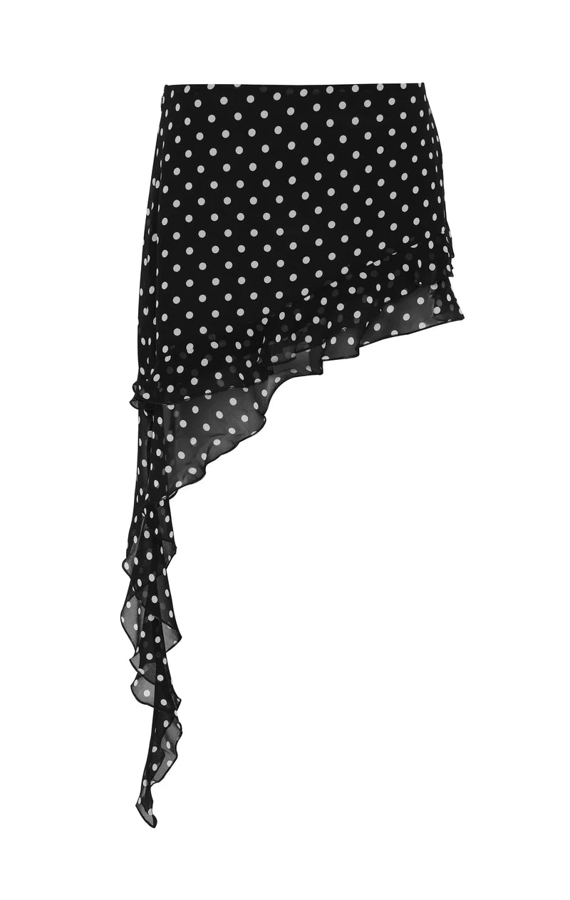 Midnight Dot Asym Mini Skirt