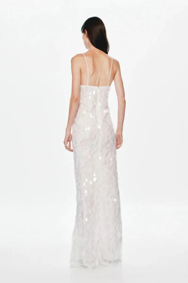White Sequin Maxi Dress Elegant Prom – GlowEllevia