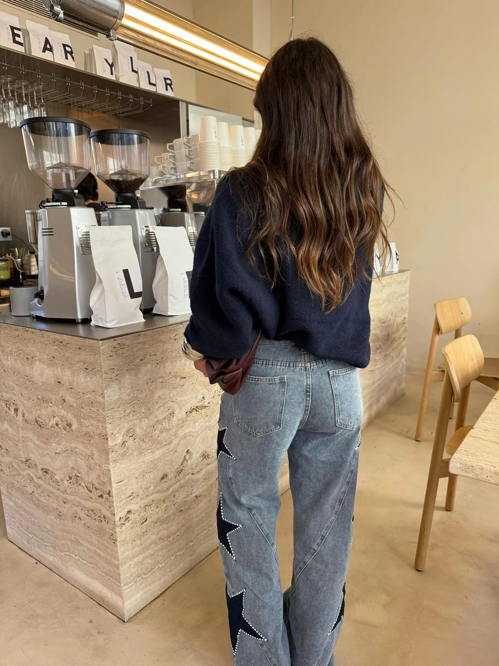 Stars Patch Wide Leg Jeans