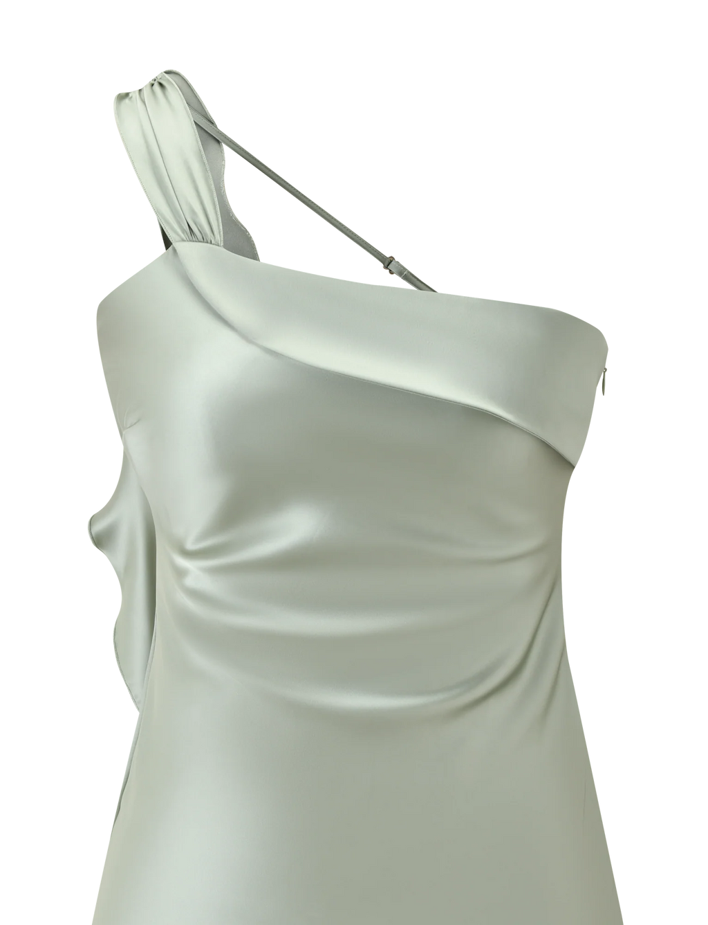 Mint Whisper One-Shoulder Mini Dress