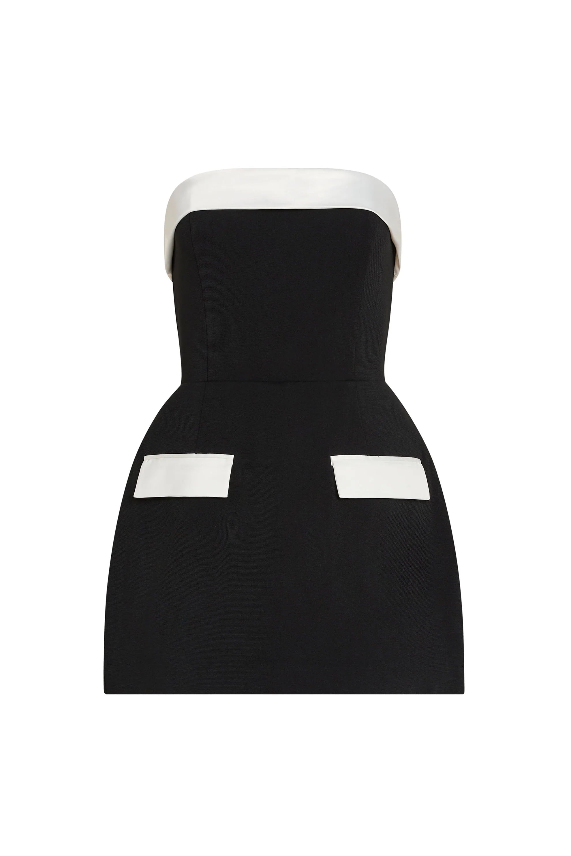 Black & White Strapless A-Line Mini Dress