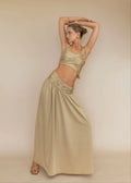 Golden Ruched High-Waist Skirt