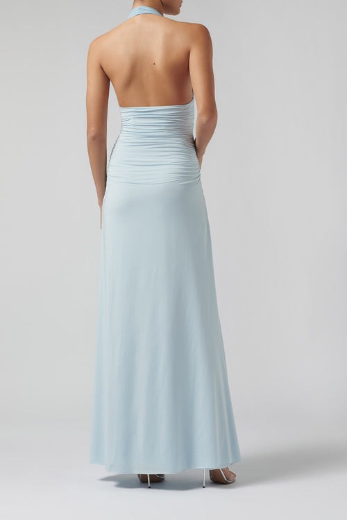DH PRE-SPRING: REVEALED | "Azure Bloom" Halter Maxi Gown