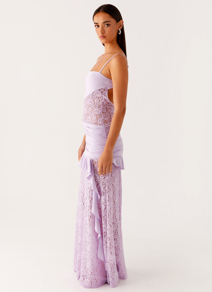 Lilac Veil Ruffle Gown