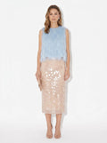 Champagne Sequin Midi Skirt