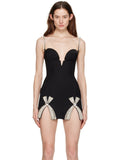 Midnight Crystal Split Mini Dress