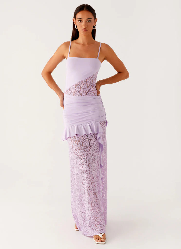 Lilac Veil Ruffle Gown