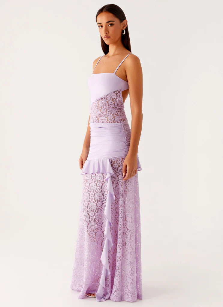 Lilac Veil Ruffle Gown