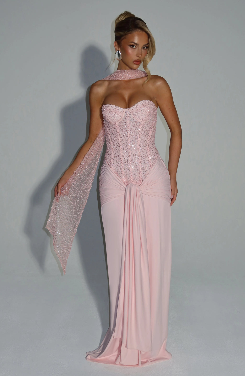 Roselight Sequin Strapless Gown