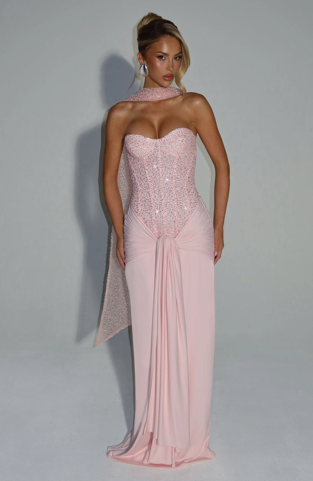 Roselight Sequin Strapless Gown