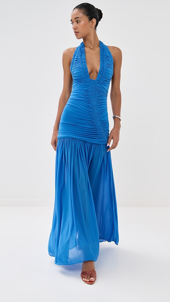 Blue Mirage Halter Gown