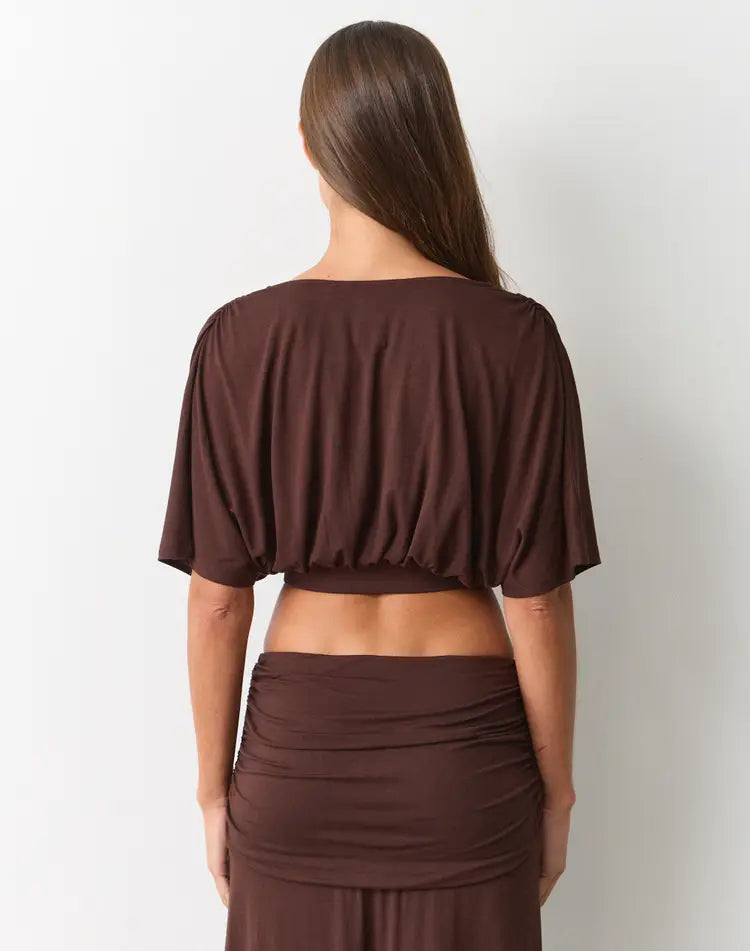 Cocoa Charm Cross-Front Crop Top