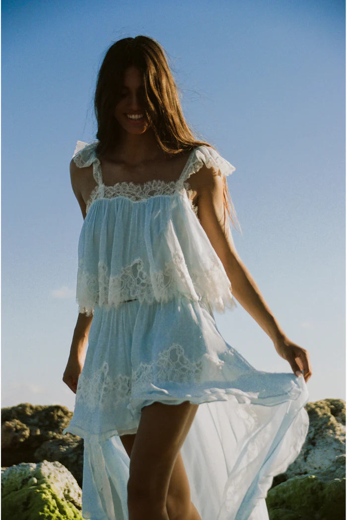 Sky Lace Ruffle Fairy Top