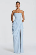 Sky Blue Corset Slit Maxi