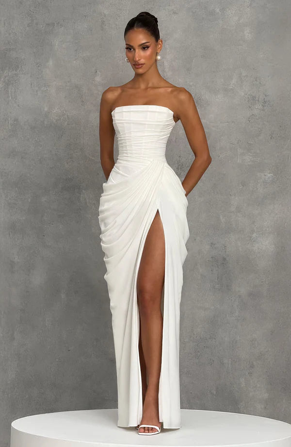 White Corset Slit Maxi