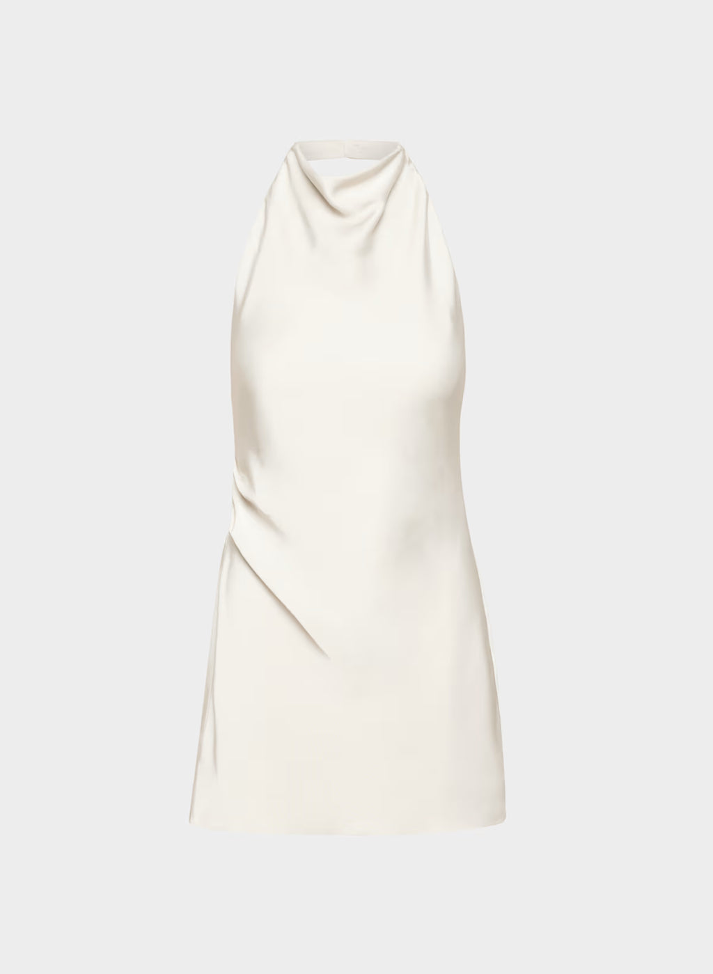 Ivory Satin Halter Glow Mini Dress