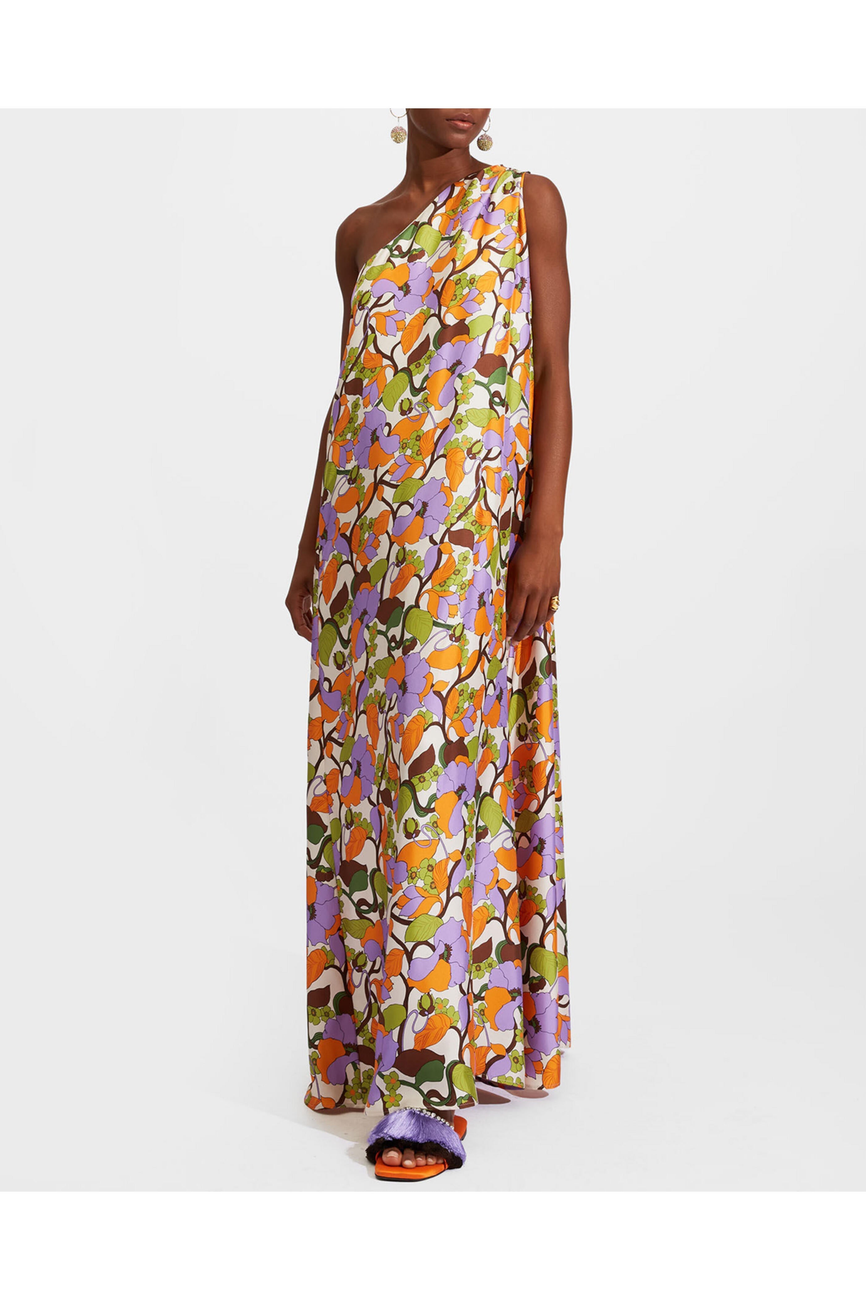 Asymmetrical Floral Long Dress