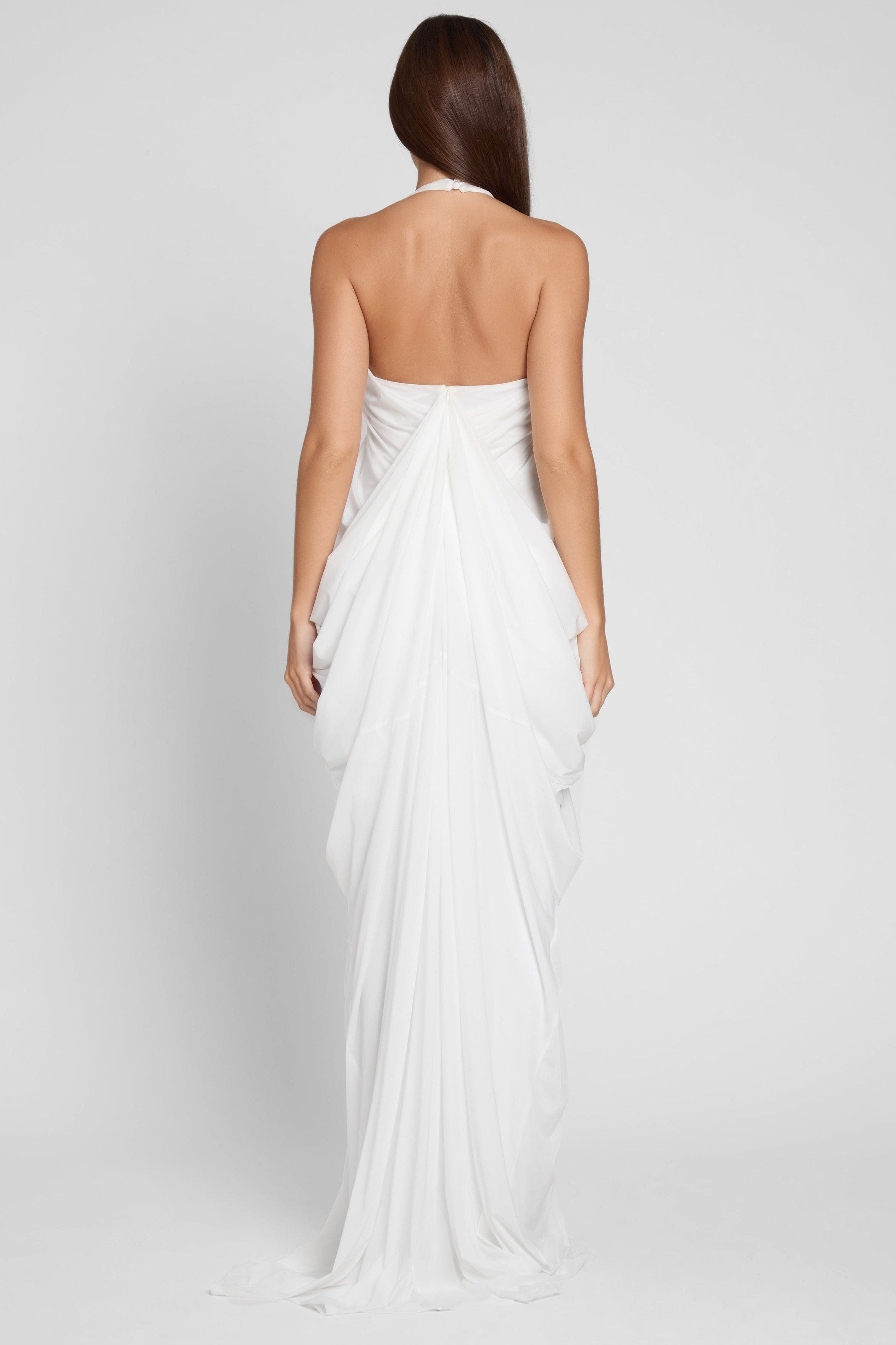 DH PRE-SPRING Series | "Aphrodite" Grecian Plunging Halter Maxi Gown