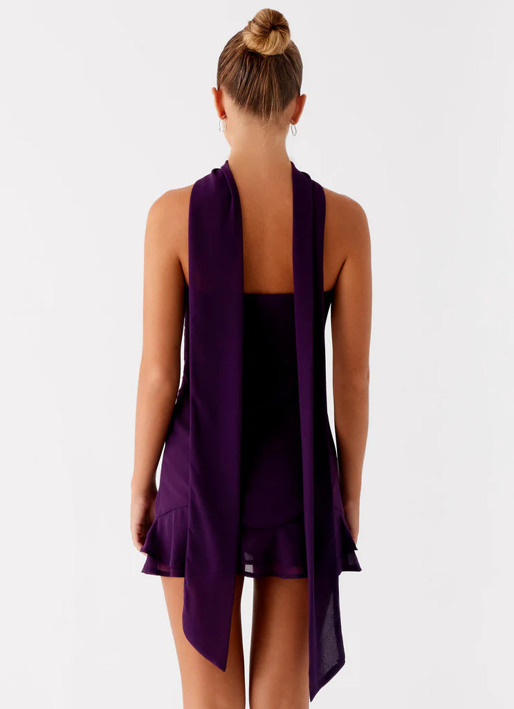 Violet Ruffle Muse Mini Dress