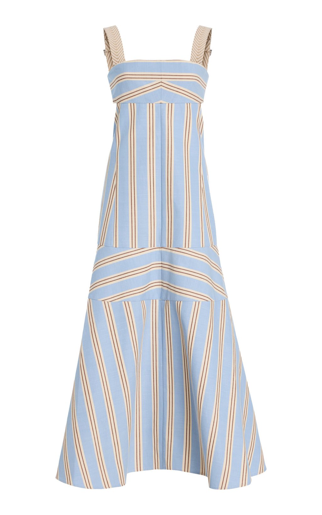 Stripe Woven Open Back Midi Dress