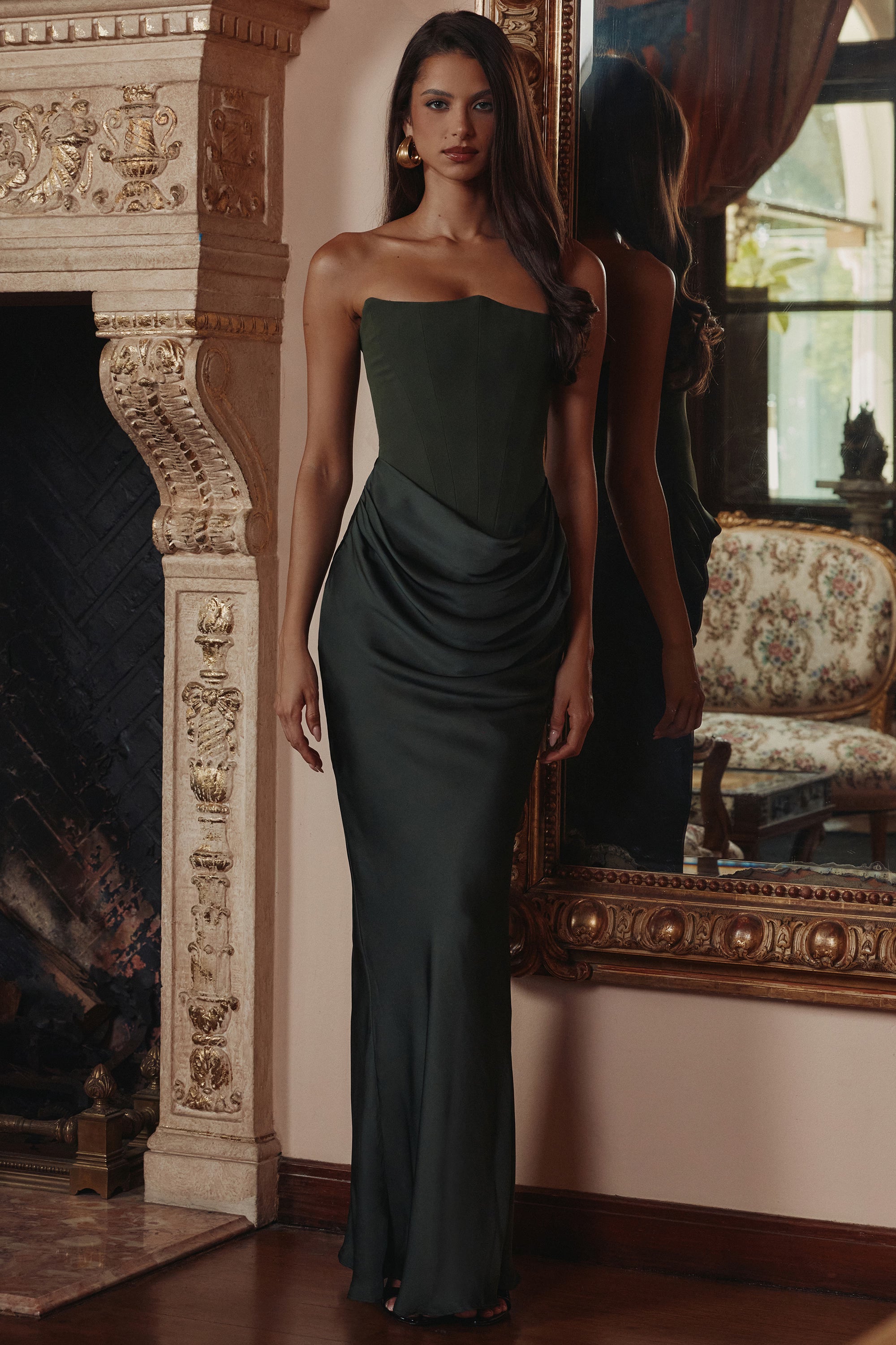 Emerald Silk Rhapsody Maxi Dress
