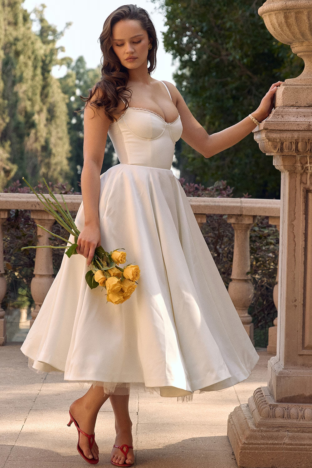 Satin Corset Midi Dress Elegant – GlowEllevia