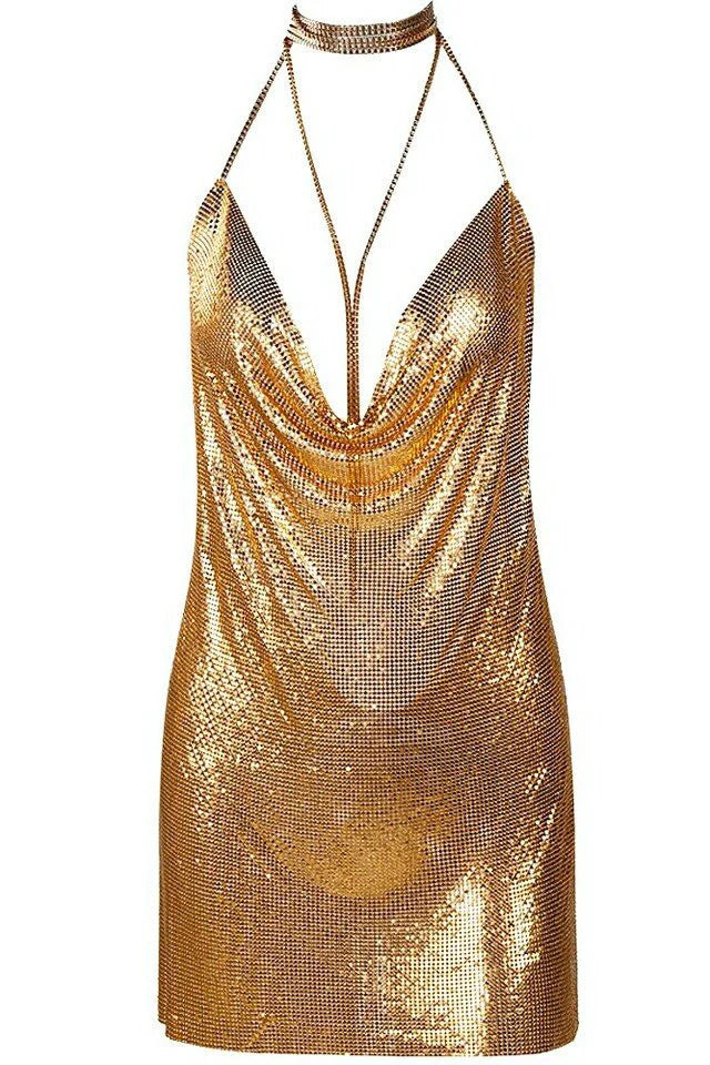 Gold Chainmail Mini Dress