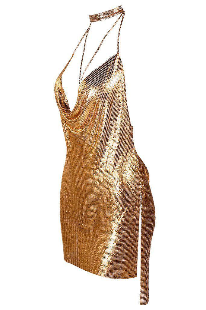 Gold Chainmail Mini Dress