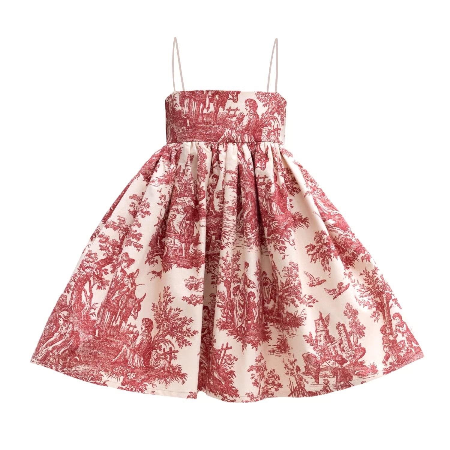 Beige Printed Puff Strapless Mini Dress