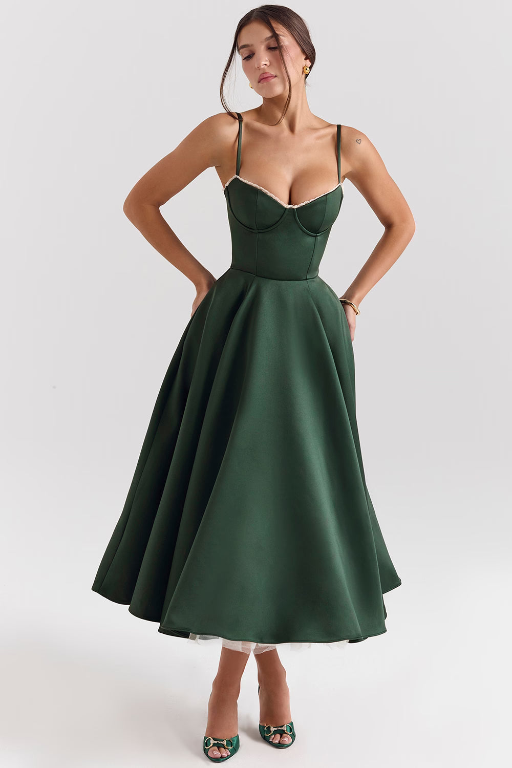 Satin Corset Midi Dress Elegant – GlowEllevia