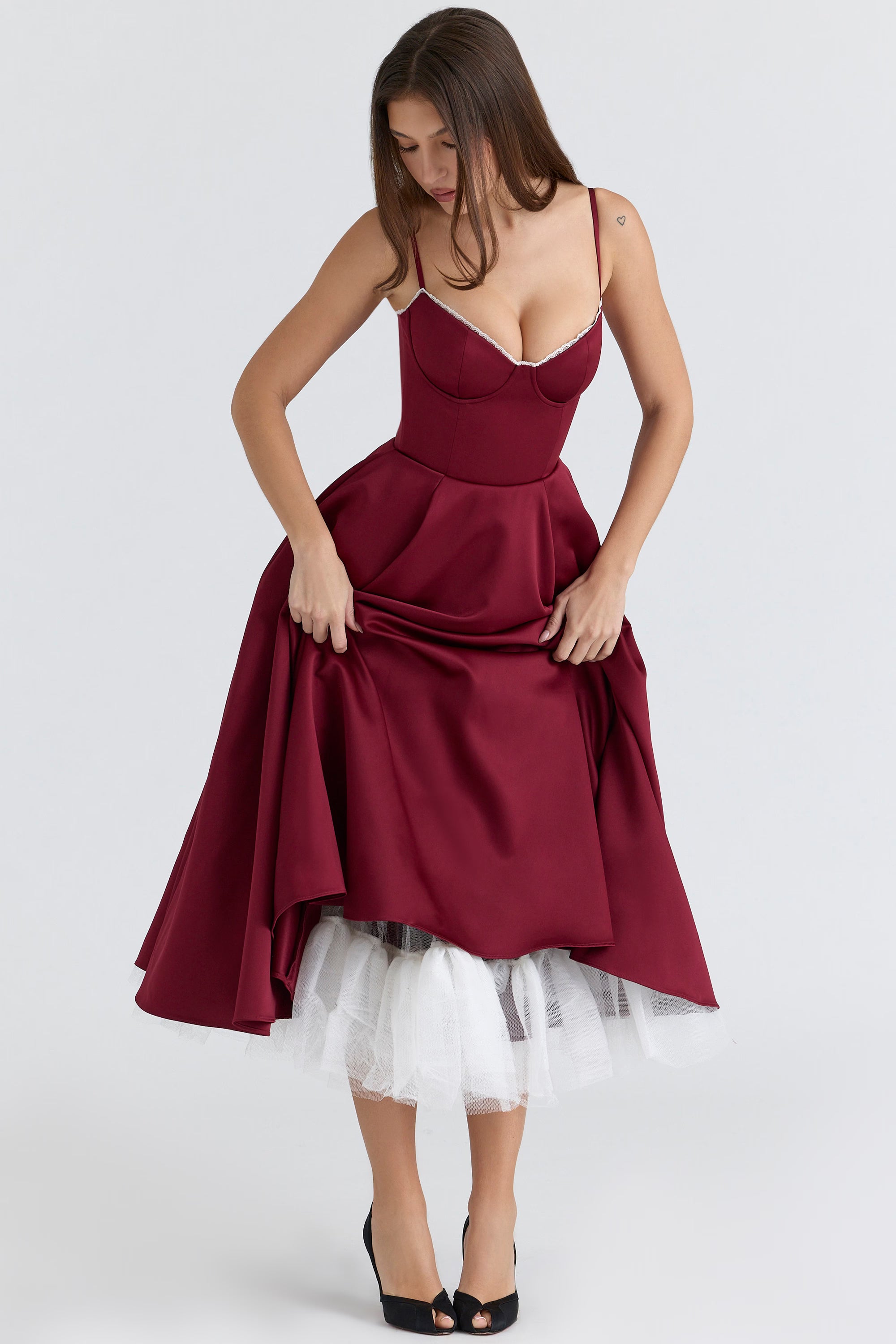 Satin Corset Midi Dress Elegant – GlowEllevia