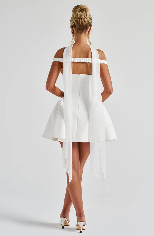 White Off Shoulder Corset Mini Dress