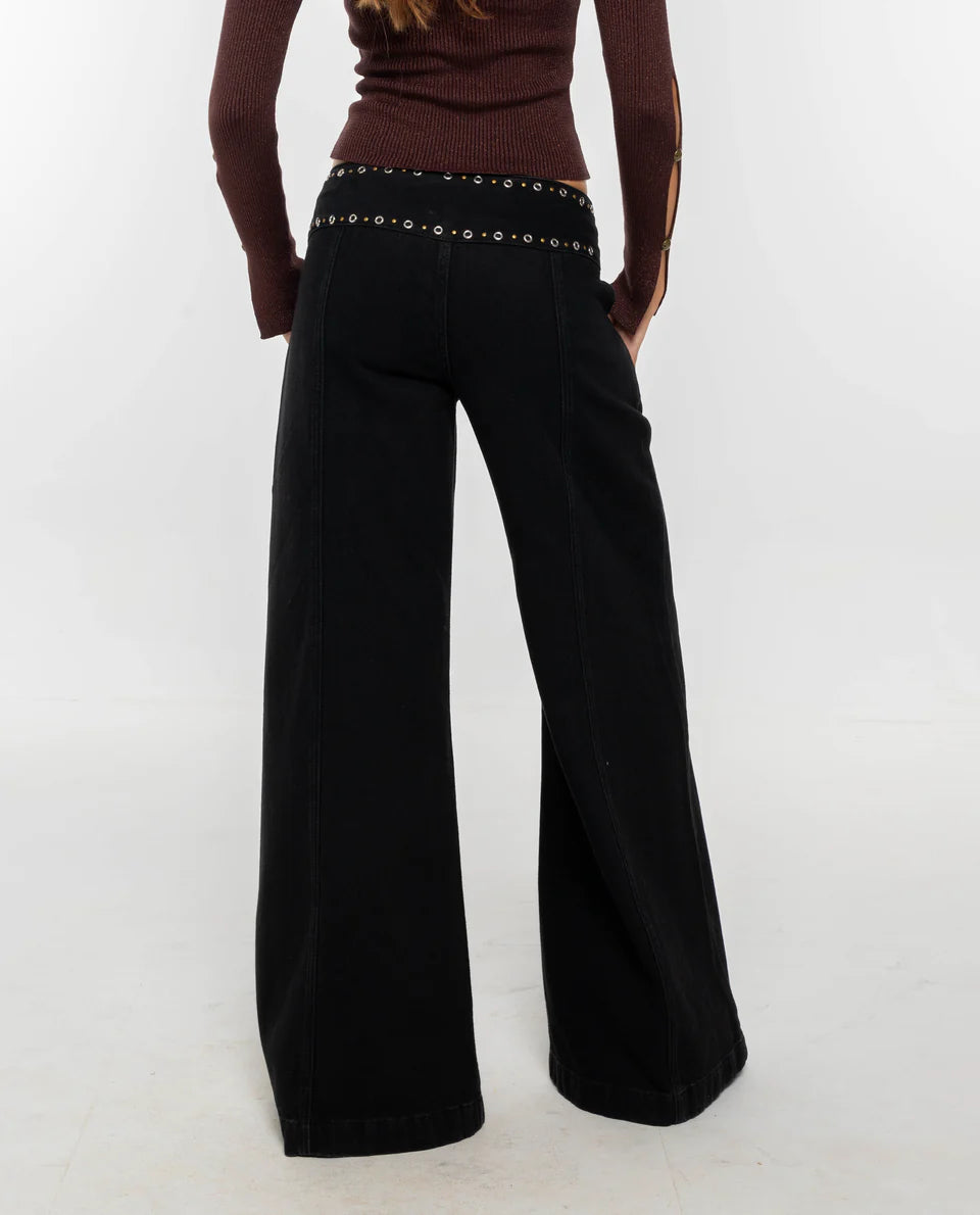 Black Cutout Flare Jeans