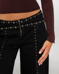 Black Cutout Flare Jeans