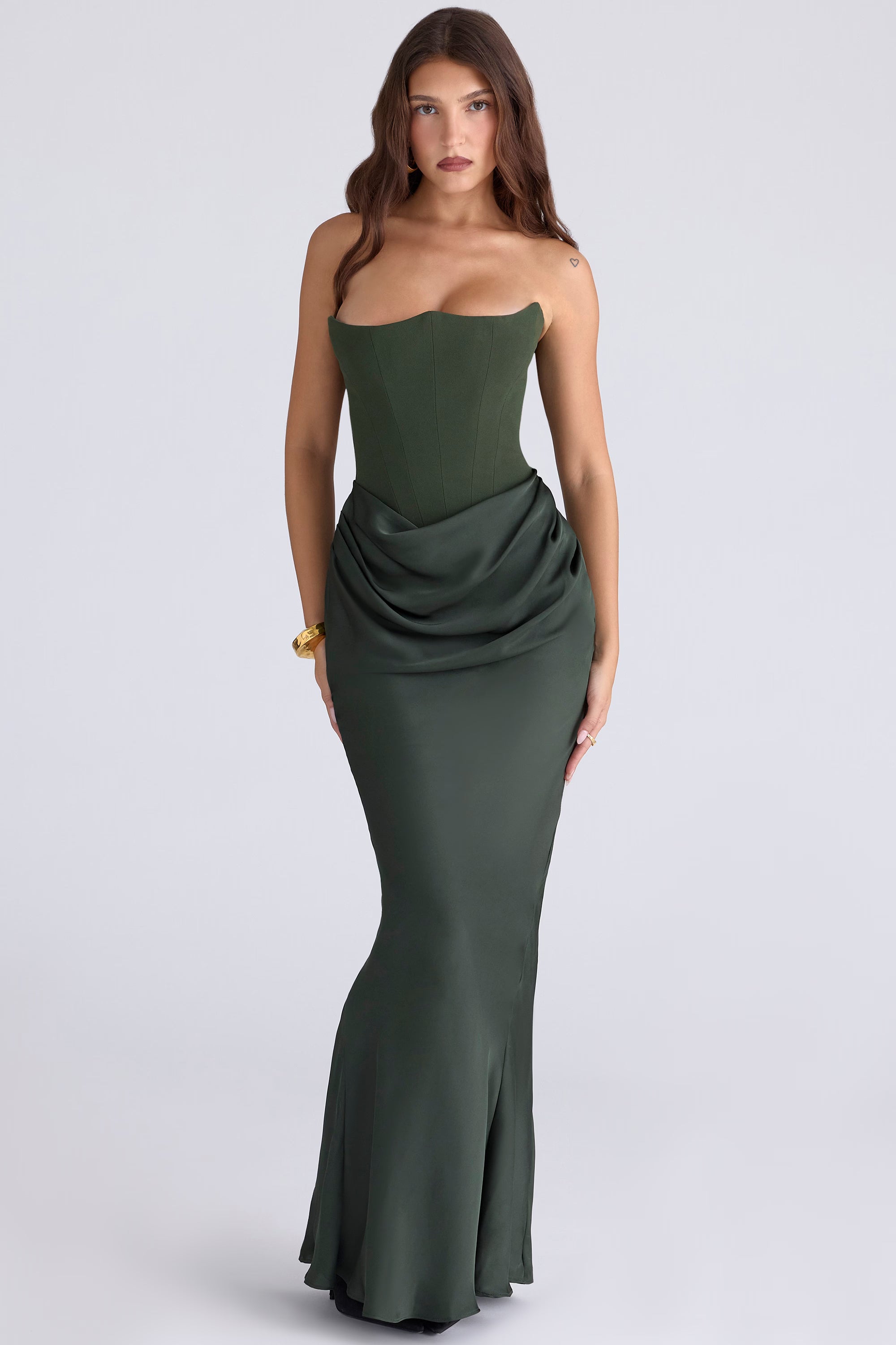 Emerald Silk Rhapsody Maxi Dress