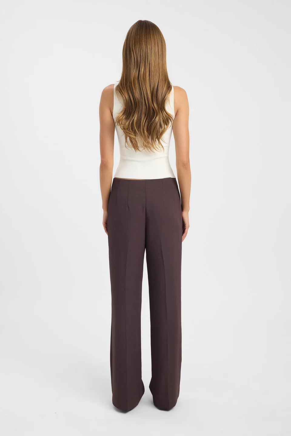 Brown Pleated Wide-Leg Trousers
