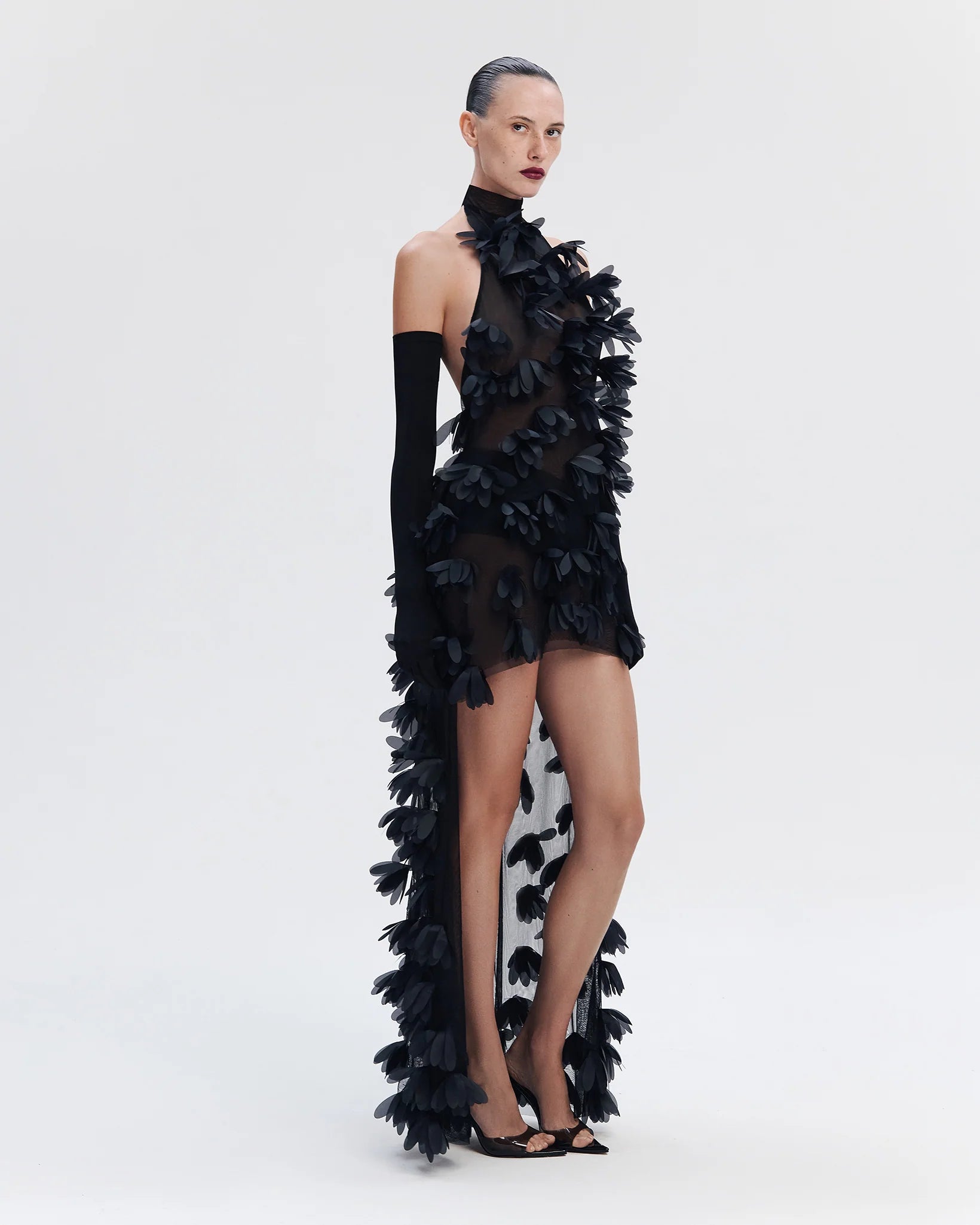 Midnight Petal Hi-Lo Dress