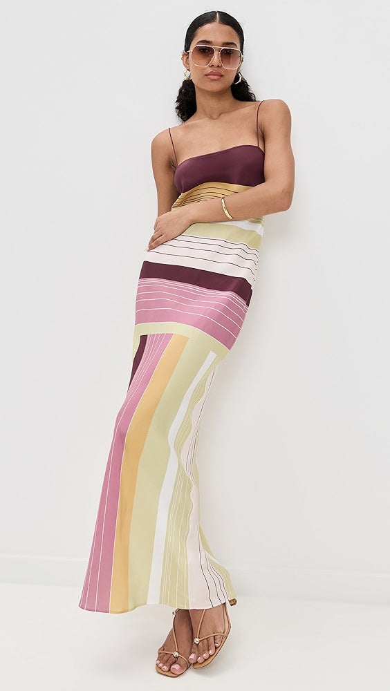 Chromatic Muse Stripe Maxi Dress