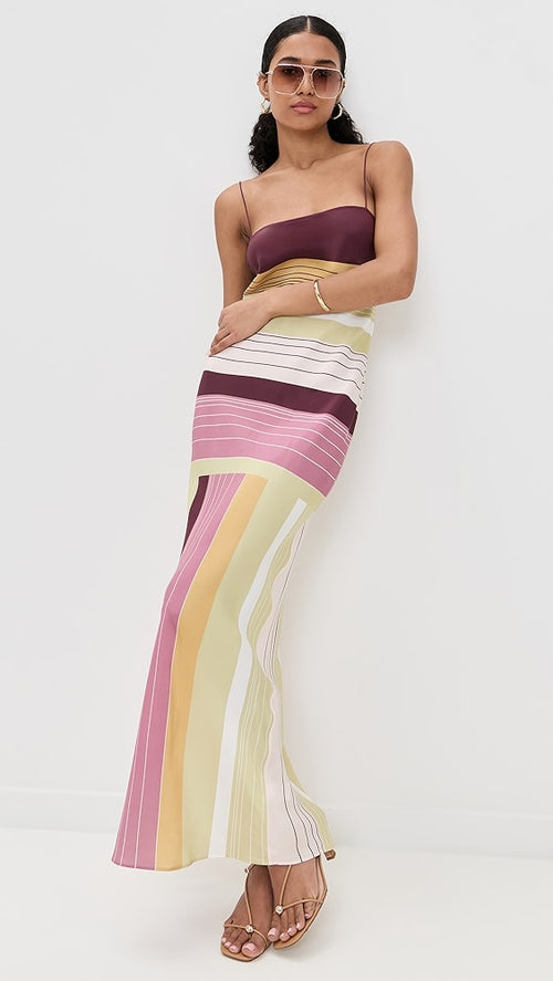 Chromatic Muse Stripe Maxi Dress