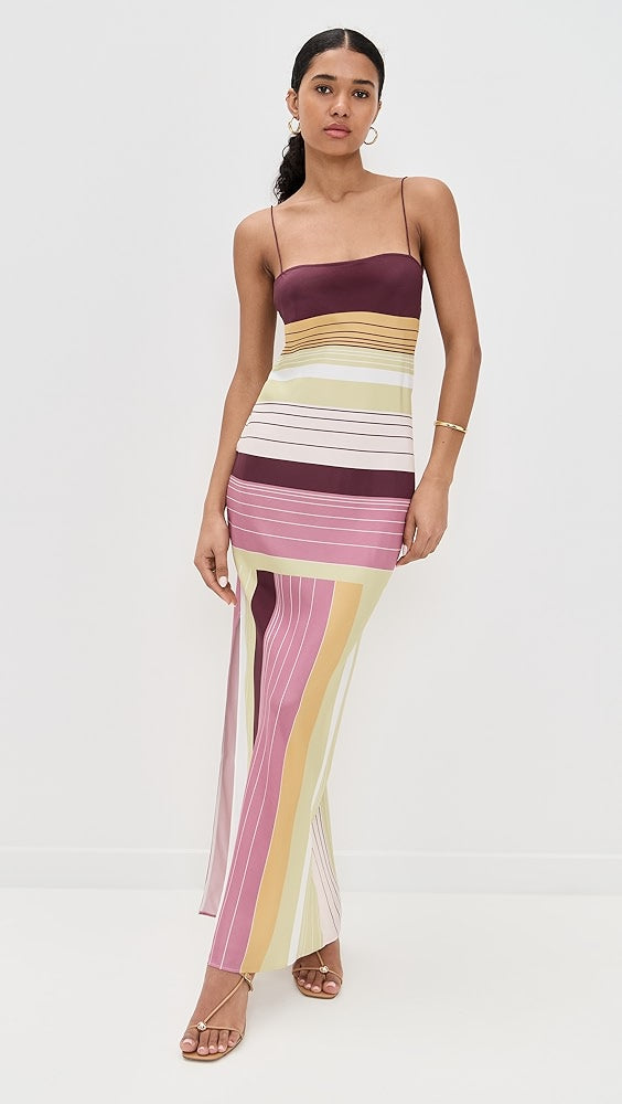 Chromatic Muse Stripe Maxi Dress