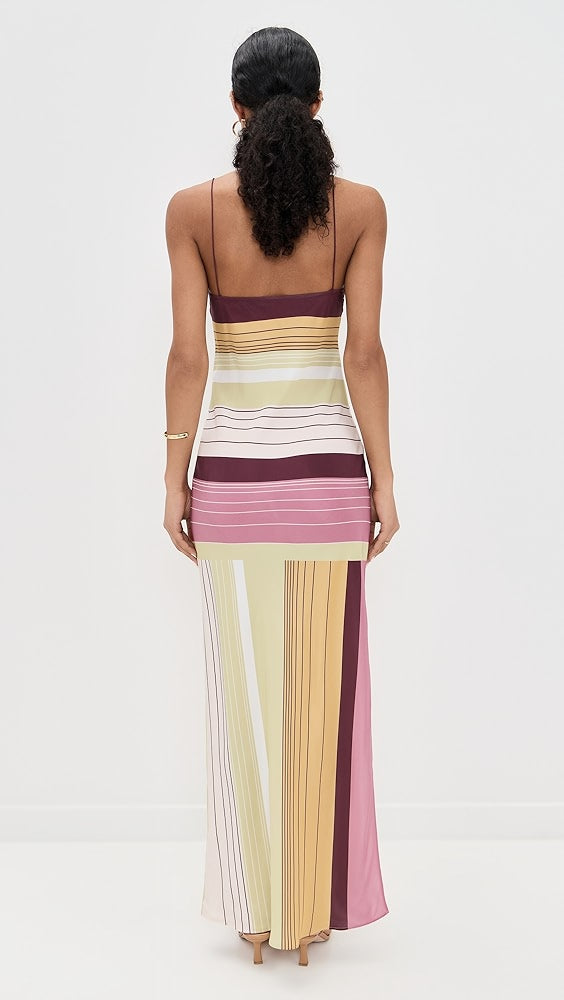 Chromatic Muse Stripe Maxi Dress