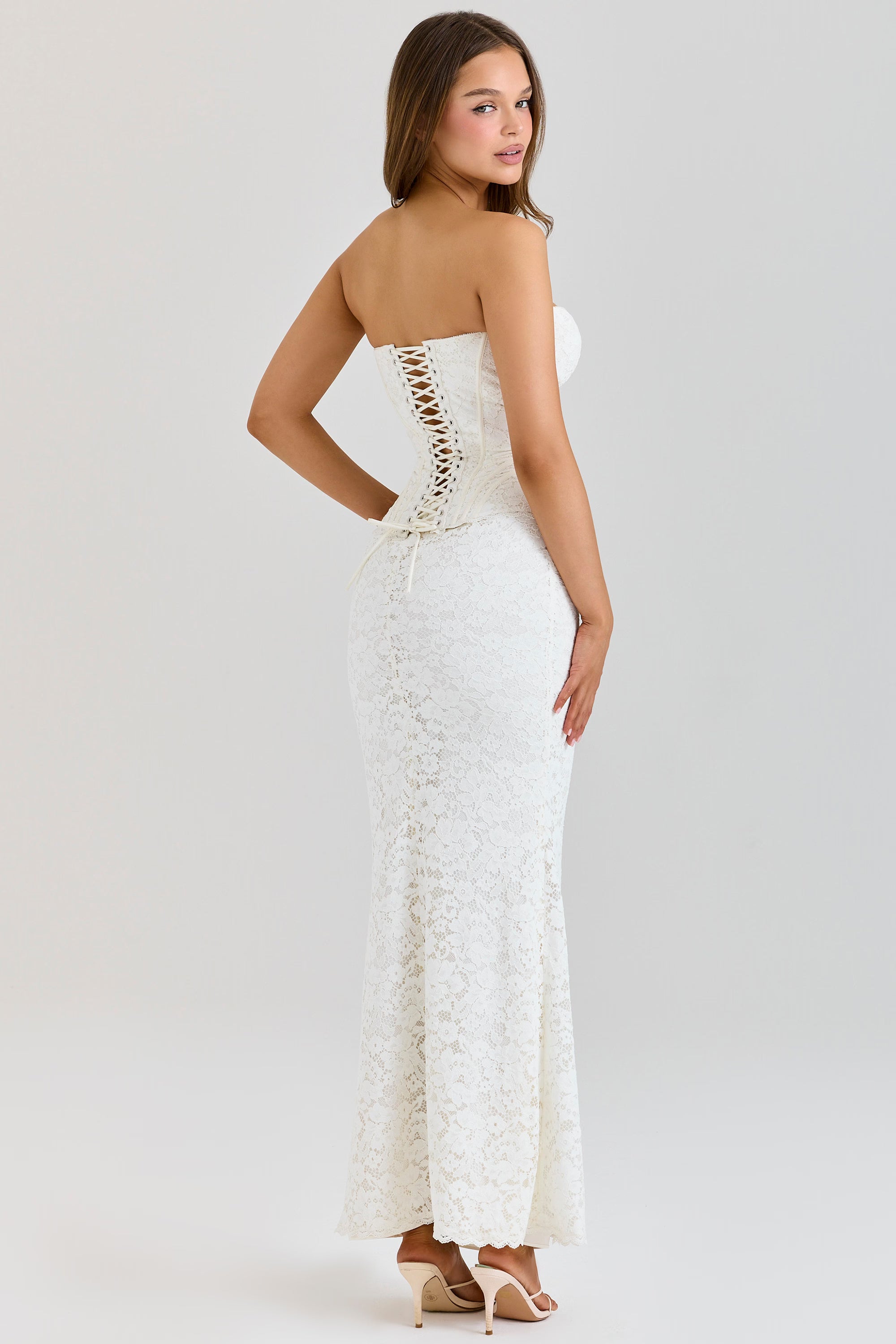 White Lace Corset Strapless Maxi Dress – GlowEllevia
