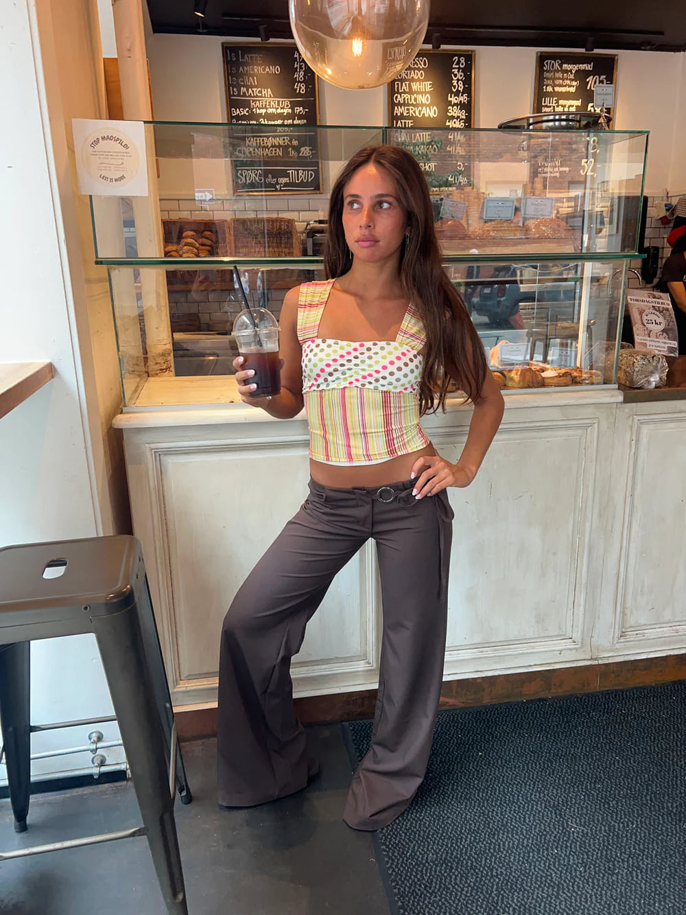 Soft Mocha Low-Rise Wide Pants